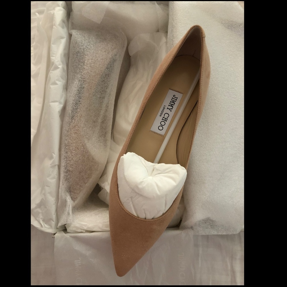 Jimmy Choo Alina in powder pink suede flats